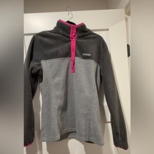 Columbia Women's Charcoal and Fuchsia Fleece Sweater